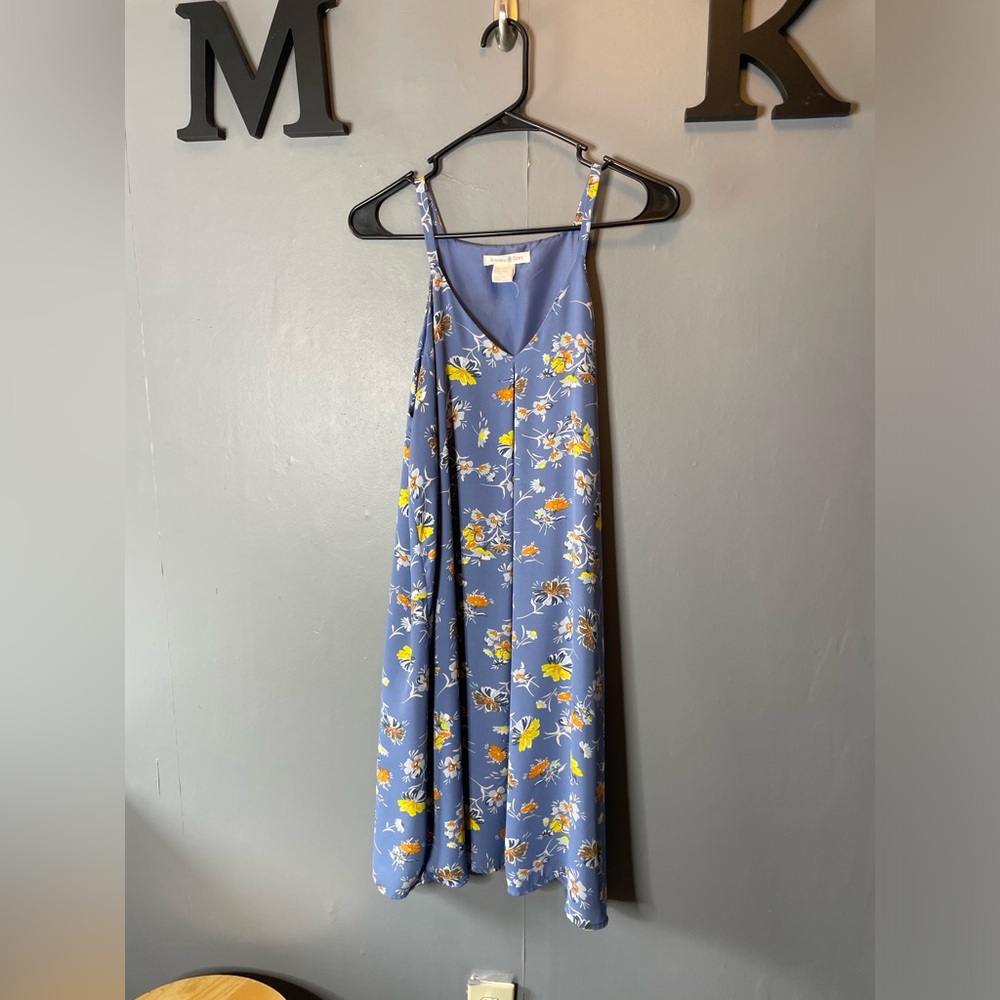 Beacan Cove Blue Floral Spaghetti Strap Midi Dress size 6